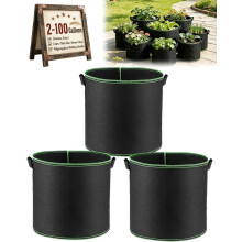 (3pcs, 50gallon) Heavy-Duty Breathable Fabric Grow Bags, 2 Gallon Plant Pots