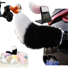 (Black, 2pcs) Funny Remote Control Electric Car Tail, Fluffy Plush Ornament