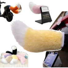 (Yellow, 2pcs) Funny Remote Control Electric Car Tail, Fluffy Plush Ornament