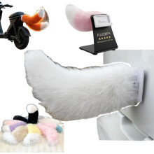 (White, 2pcs) Funny Remote Control Electric Car Tail, Fluffy Plush Ornament