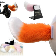 (Orange, 1pc) Funny Remote Control Electric Car Tail, Fluffy Plush Ornament