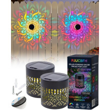 (A01, 2PCS) Solar Mandala Lights Outdoor, IP65 Waterproof Fence Decor