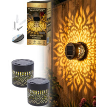 (A02, 2PCS) Solar Mandala Lights Outdoor, IP65 Waterproof Fence Decor