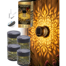 (A02, 4PCS) Solar Mandala Lights Outdoor, IP65 Waterproof Fence Decor