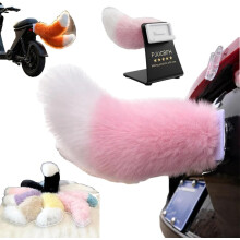 (Pink, 2pcs) Funny Remote Control Electric Car Tail, Fluffy Plush Ornament