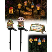 (A05, -) Solar Fairy-Tale Mushroom Cottage Garden Light, Resin Statue 3PC