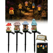 (B01, -) Solar Fairy-Tale Mushroom Cottage Garden Light, Resin Statue 3PC