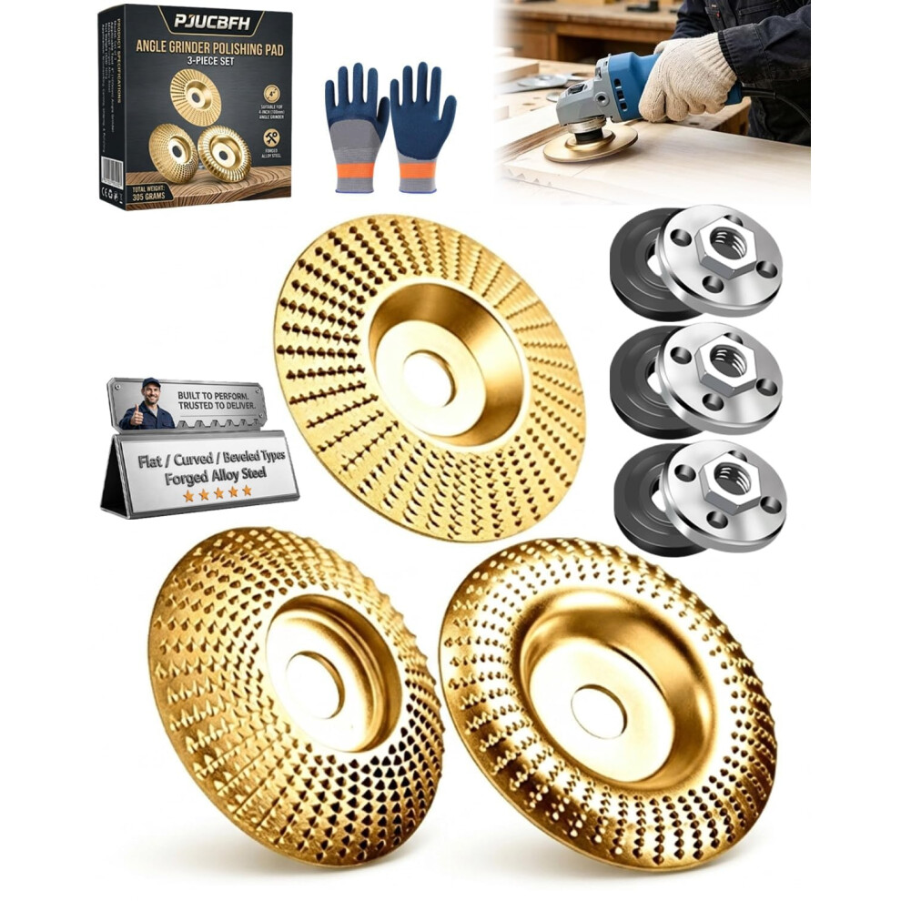 (A01, -) 3Pcs Angle Grinder Wood Carving Disc, Tungsten Carbide Wheel 5437706526933