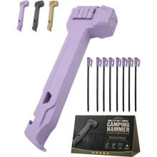 (Purple, -) Multifunctional Camping Hammer with 8 Pegs, Tent Stake Puller
