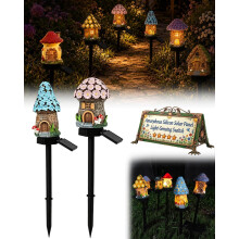 (A07, -) Solar Fairy-Tale Mushroom Cottage Garden Light, Resin Statue 3PC