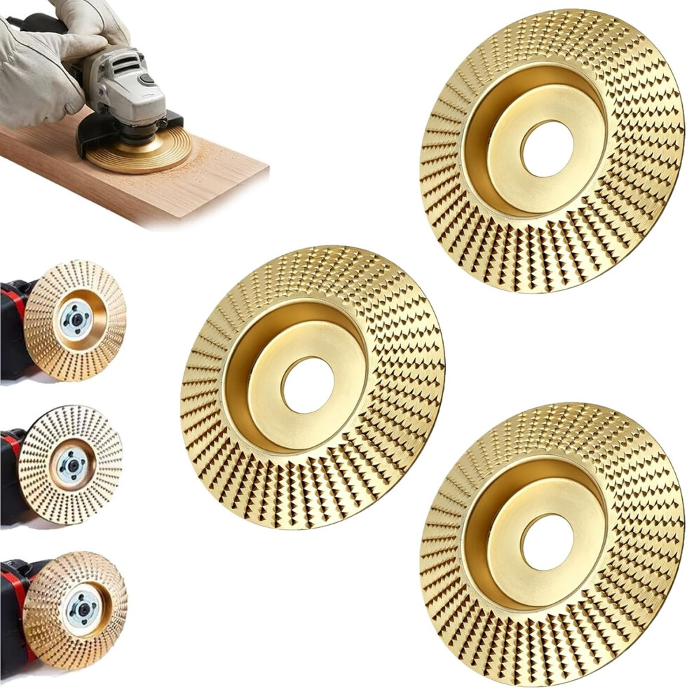 (3Pc Curved Surface, -) Tungsten Carbide Wood Carving Disc, 4 1/2" Grinder Polishing Pad 5437706530299