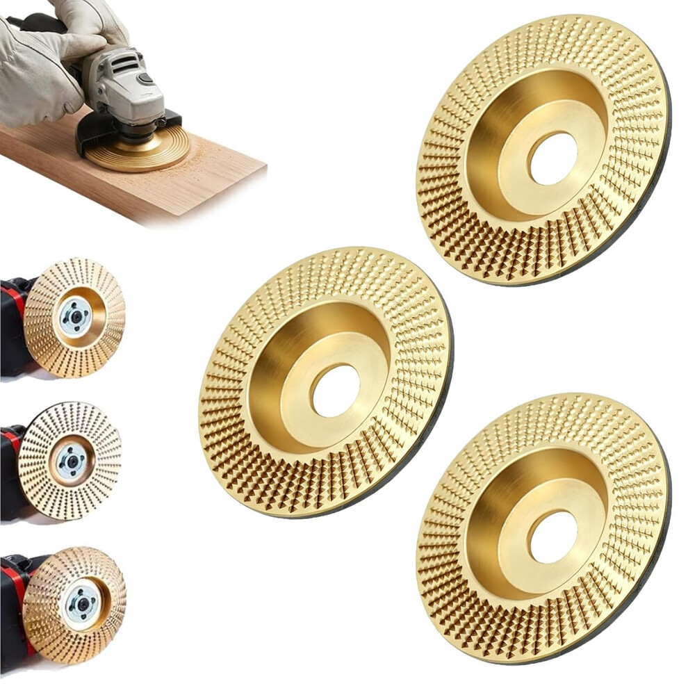 (3Pc Flat Surface, -) Tungsten Carbide Wood Carving Disc, 4 1/2" Grinder Polishing Pad 5437706530305