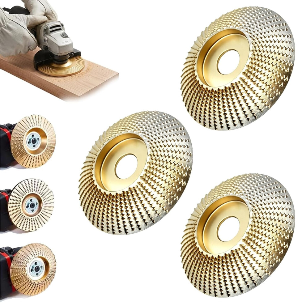 (3Pc Circular Arc, -) Tungsten Carbide Wood Carving Disc, 4 1/2" Grinder Polishing Pad 5437706530312