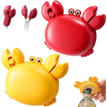 (2PC Red+Yellow, -) Multifunkční otvírák na lahve 4 v 1 Crab, magnetický gadget na ledničku