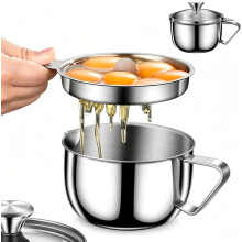 (1PC, -) 2-in-1 Eierscheider - RVS, Met Kom en Deksel