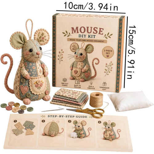 (size_name, Style C) Kit souris patchwork, 3D, couture, décoration 1