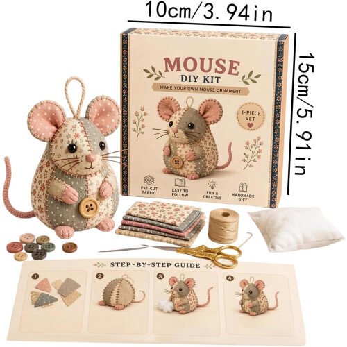 (size_name, Style B) Kit souris patchwork, 3D, couture, décoration 1