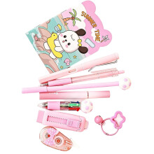 Ensemble de stylos gel pour étudiants, avec 9 fournitures-Rose
