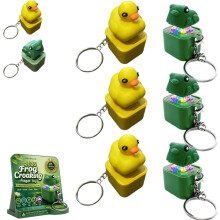 (6pc Frog+duck, -) Valaiseva sammakko-avaimenperä, kurkuva fidget-näppäimistölelu 2 kpl