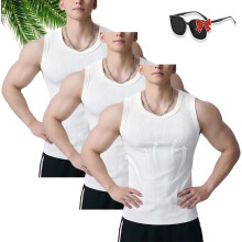 (3pcs-b, X-Large) Men's Wide Strap Ribbed Tank Top, 3-Pack Basic Vest