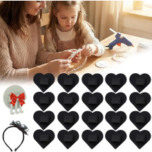 (Heart Black, -) Filz Haarbandpolster, Kreise, Schwarz, Kopfband, Accessoire, DIY, Basteln, 1 Stück, 2 Stück