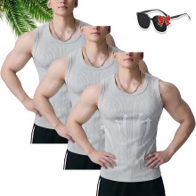 (3pcs-d, Medium) Men's Wide Strap Ribbed Tank Top, 3-Pack Basic Vest