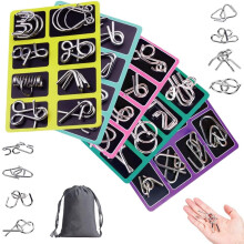 (Abcde, -) 24dílná kovová sada Montessori puzzle, hlavolam s pouzdrem