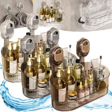 (3PCS, -) No-Drill Bathroom Suction Storage Box, 3PCS Transparent