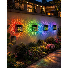 (Colored light-4pcs, -) Solar Mandala Projector Waterproof Outdoor, Metal Fence Light