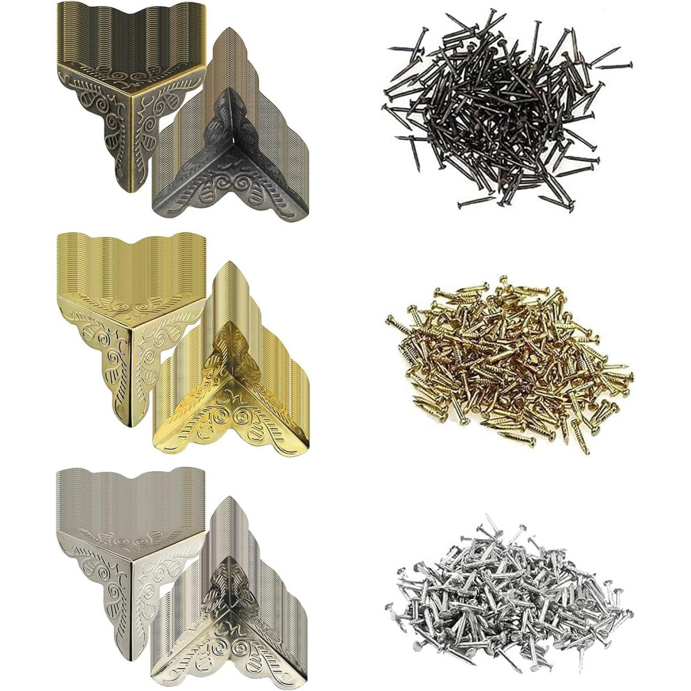 (Mix Colors, 150 Pcs) Antique Stair Dust Corners, Vintage Edge Guard With Screws 100Pcs 5437706532620