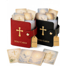 (#a-2pcs, -) Catholic Genuine Leather Holy Card Holder, 40 Sleeves Prayer Organizer
