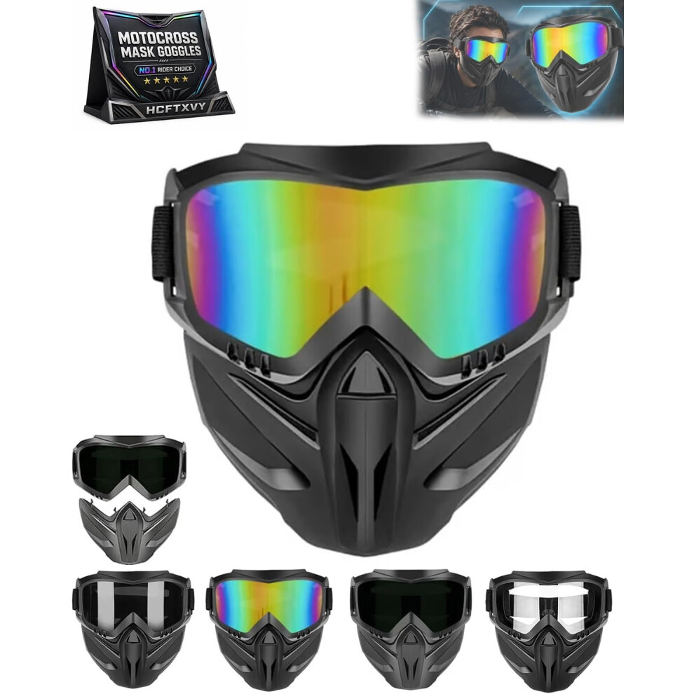 (#B, -) Detachable Full Face Goggle Mask, Anti-Fog Windproof Shield 5437706532965