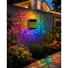 (Colored light-1pc, -) Solar Mandala Projector Waterproof Outdoor, Metal Fence Light