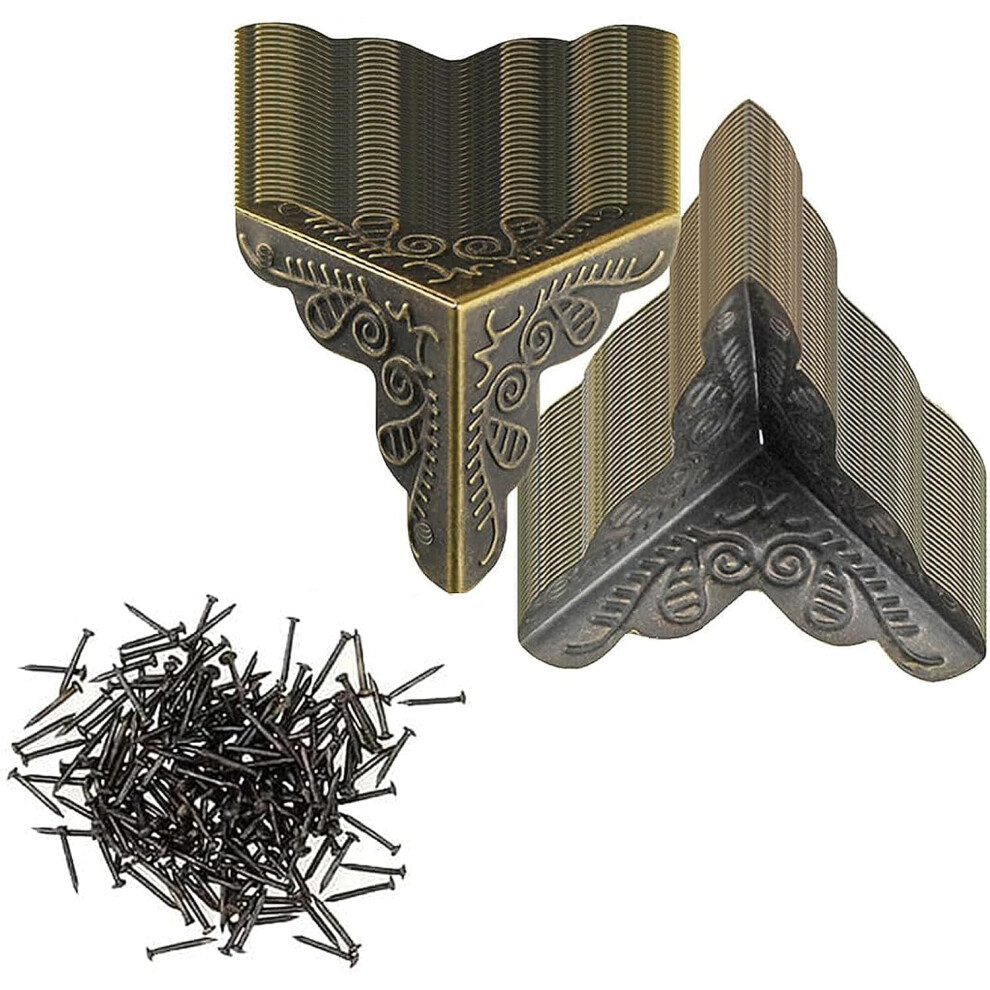 (Bronze, 50 Pcs) Antique Stair Dust Corners, Vintage Edge Guard With Screws 100Pcs 5437706532682