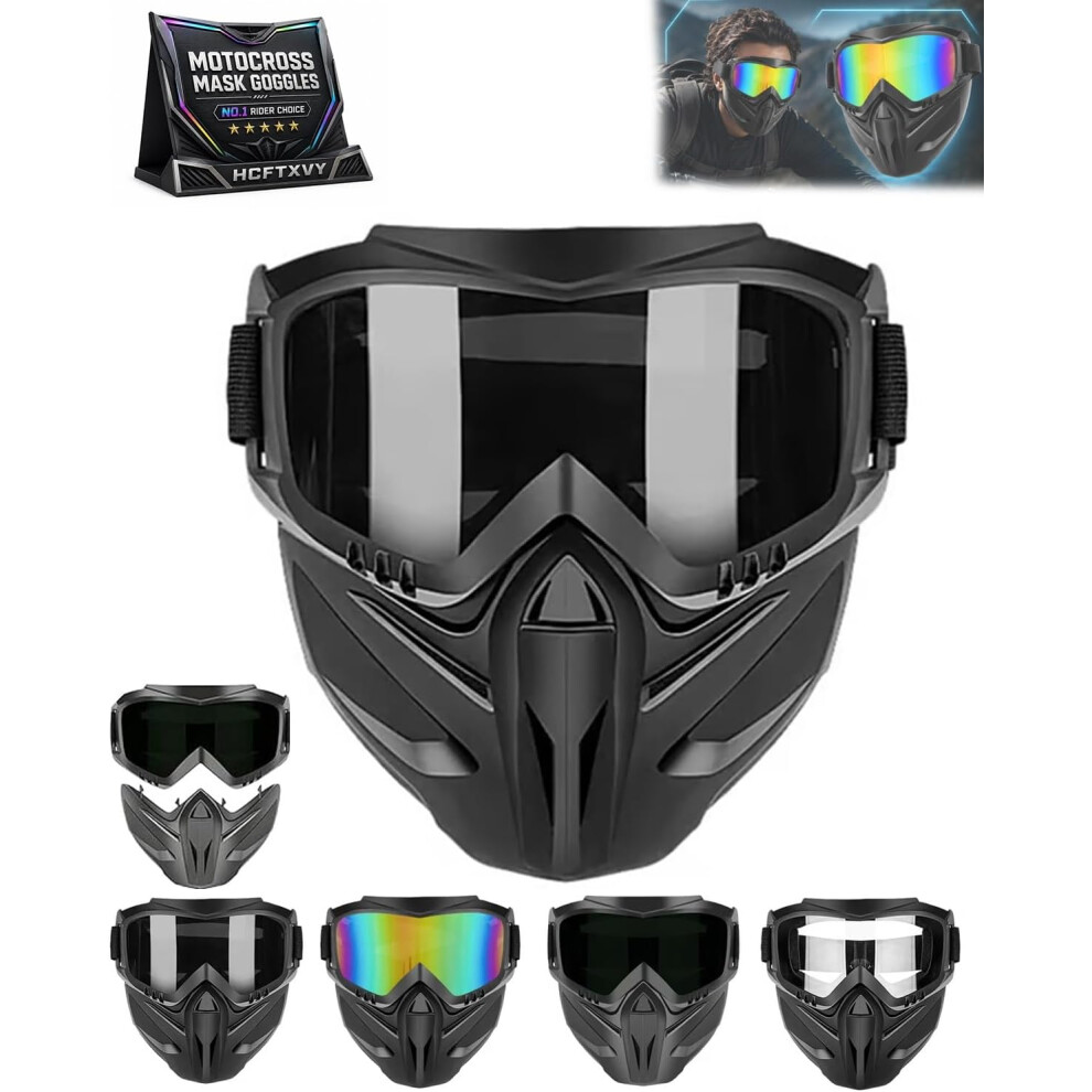 (#A, -) Detachable Full Face Goggle Mask, Anti-Fog Windproof Shield 5437706532972