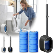 (Grey+16pcs Brush Heads, -) Sistem de perie de toaletă de unică folosință, lavete autocurățante 32 de rezerve