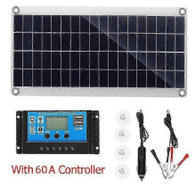(60A Controller) 300w 12v Solar Panel, Solar Panel Kit, Battery Charger Kit With 20-100a Solar Charge Controller For Rv Yacht Outdoor Garden