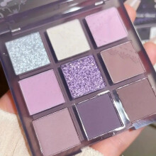 (Purple, 01) 9 Colors Purple Eyeshadow Palette Long Lasting Velvety Pigmented Matte Shimmer Glitter Finish Eye Makeup