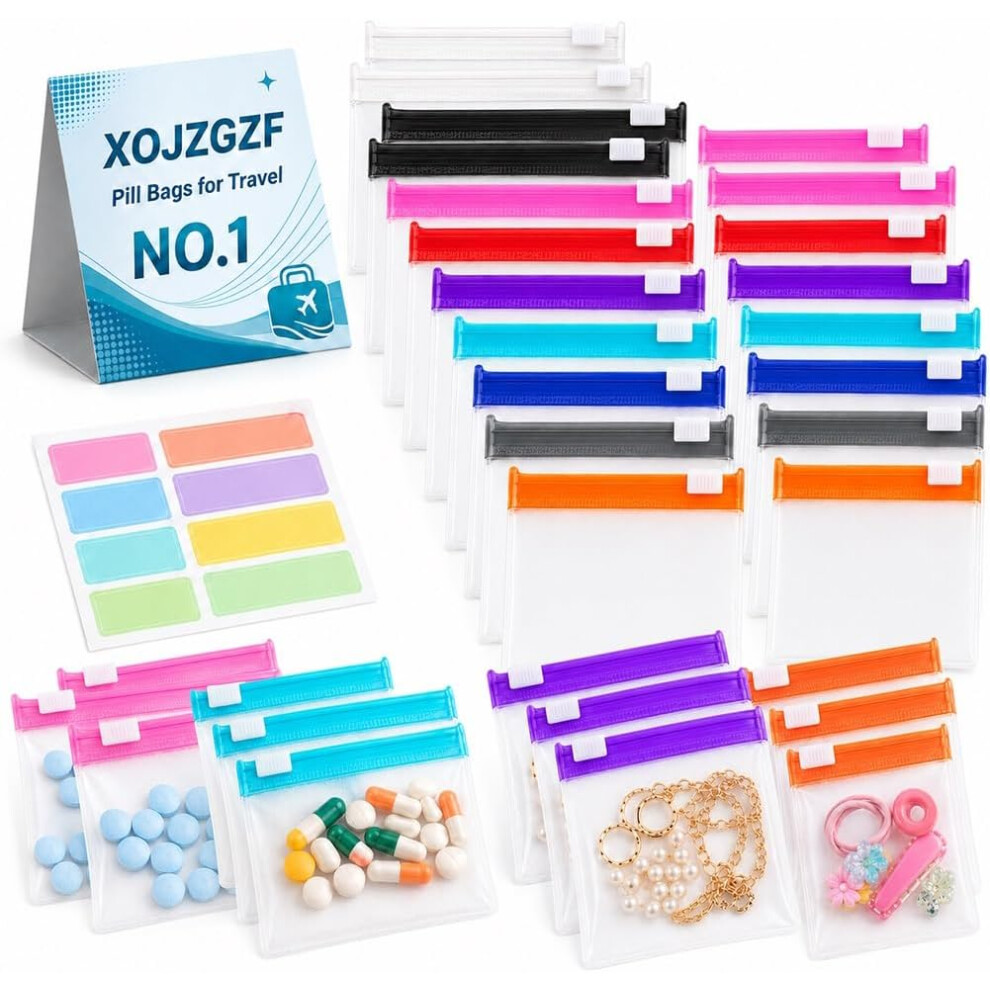 Oimg (5Sets-B-45Pcs, -) Clear Zipper Storage Bags, Pill Medicine Organizer 3Sets