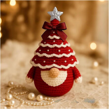 (Completed-E, -) DIY Crochet Christmas Tree Gnome Kit, Learn to Crochet Starter