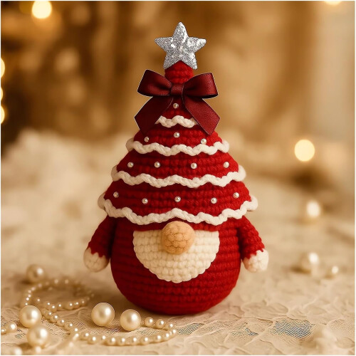 (Completed-E, -) Kit de ganchillo de gnomo de Navidad, sin terminar