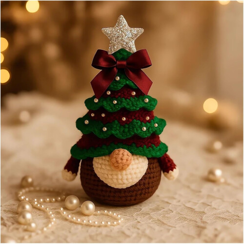 (Completed-A, -) Kit de ganchillo de gnomo de Navidad, sin terminar