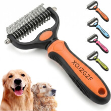 (Orange-L, -) Dual Tooth Pet Grooming Comb, Deshedding Brush for Dogs Cats