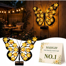 (1PCS, -) Solar Butterfly Garden Light, Metal Wall Hanging Fence Decor
