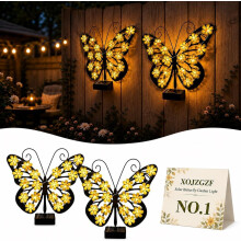 (2PCS, -) Solar Butterfly Garden Light, Metal Wall Hanging Fence Decor