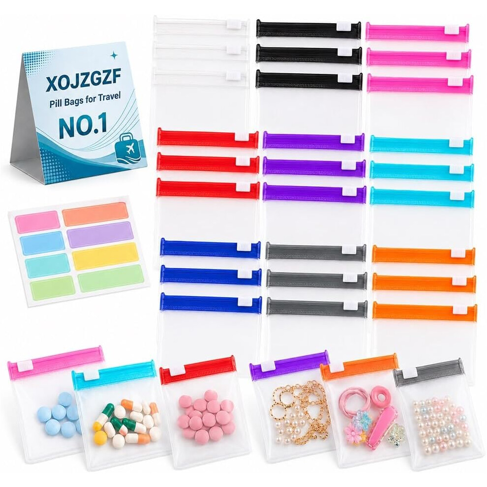 Oimg (3Sets-B-27Pcs, -) Clear Zipper Storage Bags, Pill Medicine Organizer 3Sets