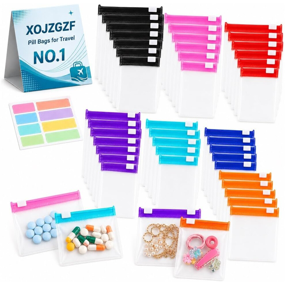 Oimg (5Sets-A-35Pcs, -) Clear Zipper Storage Bags, Pill Medicine Organizer 3Sets