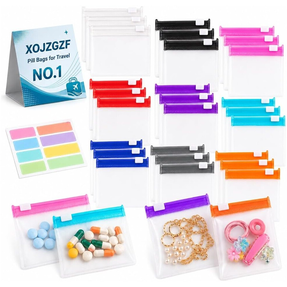 Oimg (4Sets-B-36Pcs, -) Clear Zipper Storage Bags, Pill Medicine Organizer 3Sets