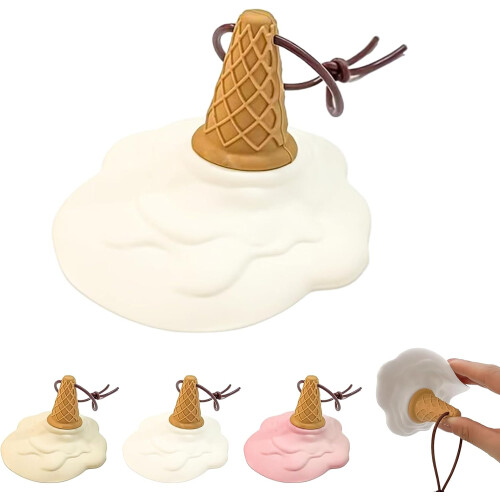 (White, -) Deurstopper - IJscreme Vorm, Zuignap, Roze