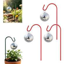 (Red*3, -) Mini țăruși de grădină în formă de glob disco, ornamente retro cu oglindă în stilul anilor '70